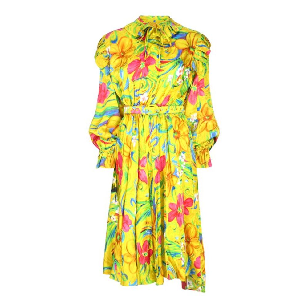Balenciaga Off-Shoulder Vintage Flower Dress Multi Womens